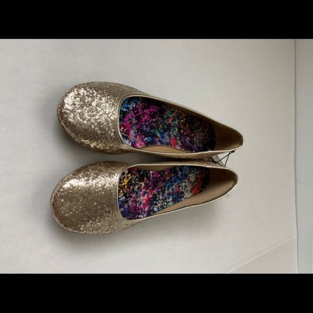 Gold glitter flats